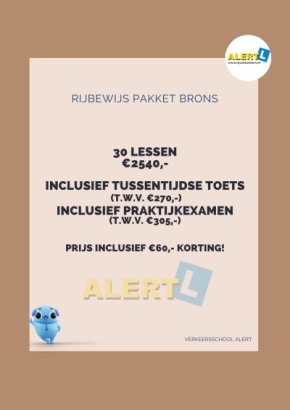 Rijbewijs Pakket Brons – 30 Rijlessen incl. TTT & Praktijkexamen | Verkeersschool ALERT